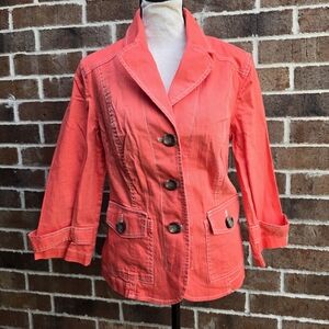 Coldwater Creek Coral Button-Up Blazer